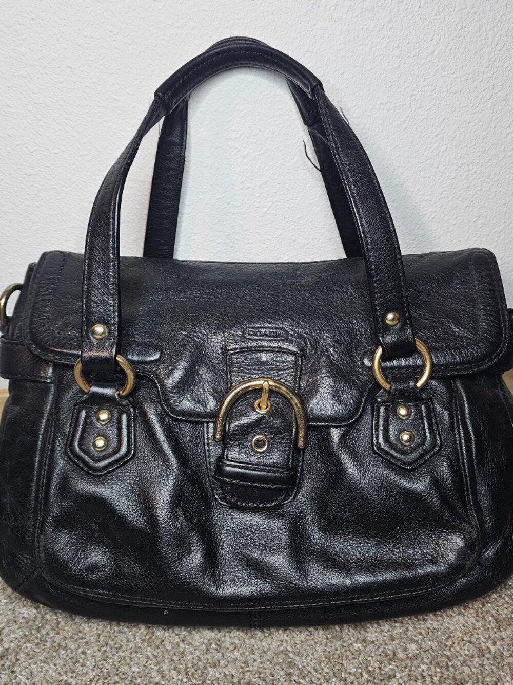 Coach Black Leather Satchel Handbag